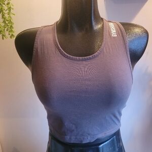 Gymshark Grey Cropped Activewear Fitness Tank Top S